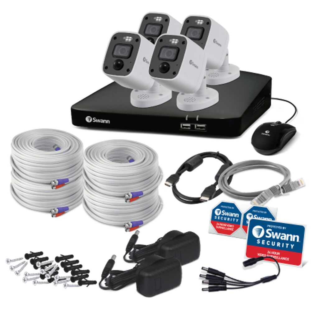 Swann Enforcer 4 Camera 8 Channel 4K Ultra HD DVR Audio/Video Security System in White, , large