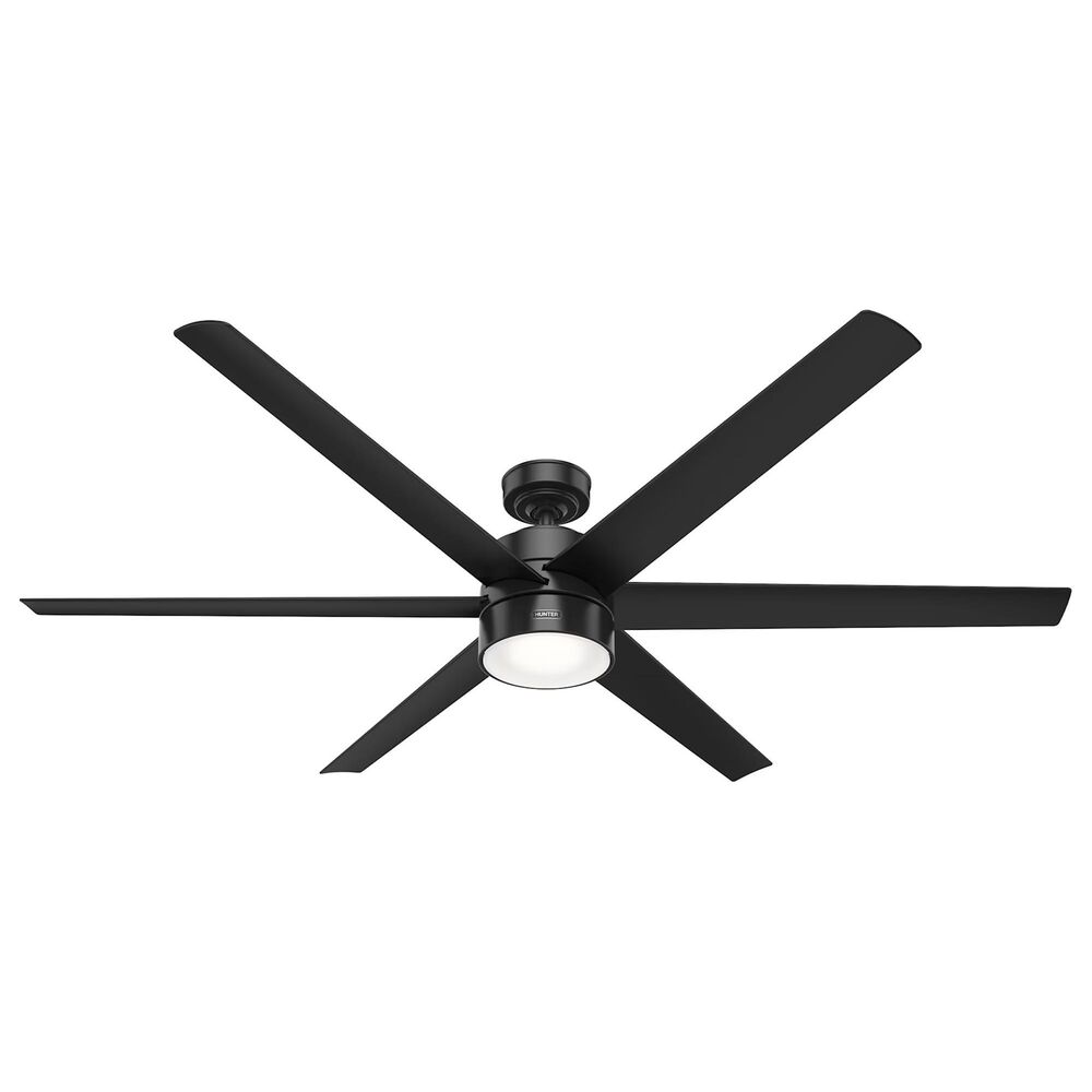 Hunter Solaria 72" Outdoor Ceiling Fan with LED Light in Matte Black, , large