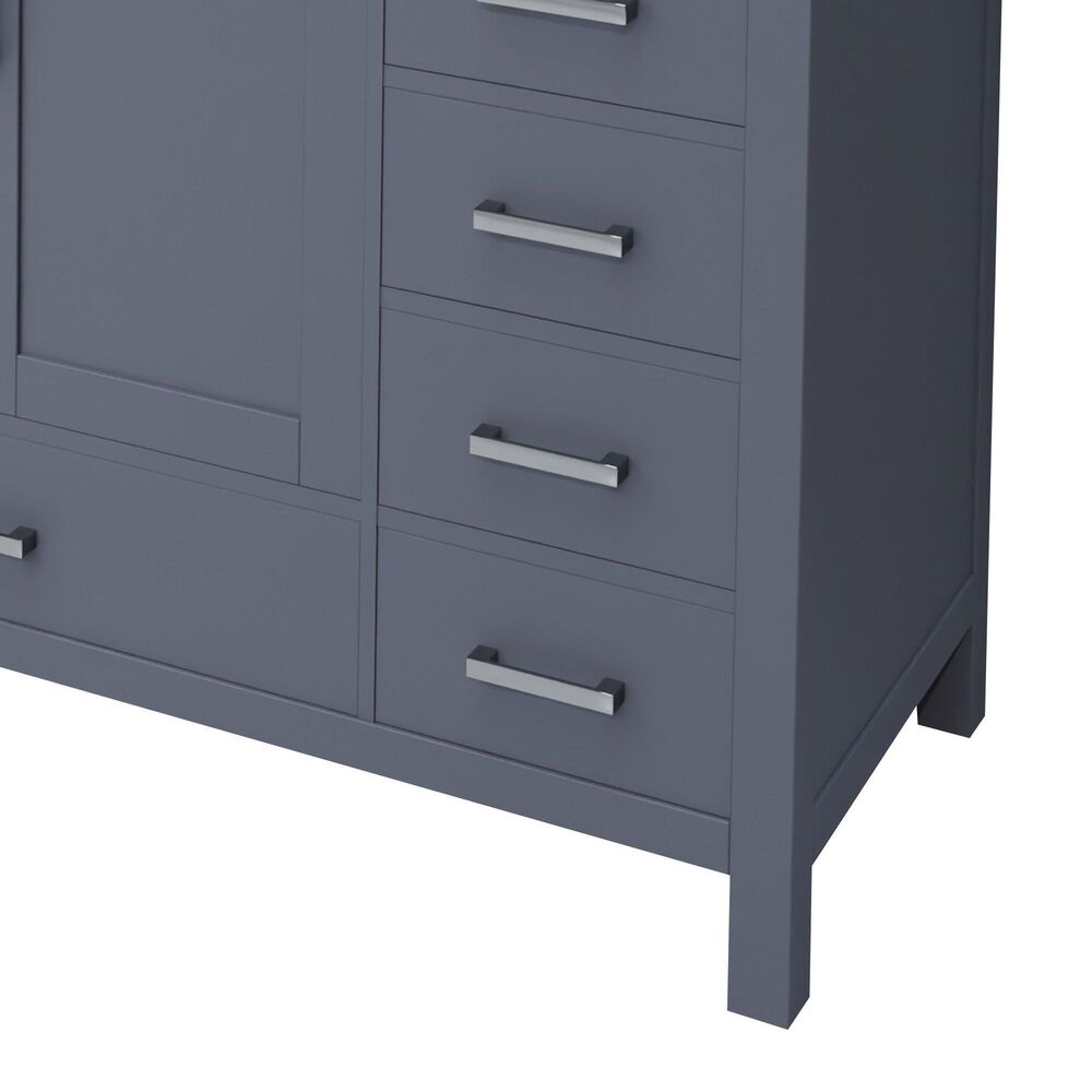 Lexora Home Jacques 84&quot; Double Bathroom Vanity in Dark Grey with 2 cm White Carrara Marble Top and Rectangular Sinks, , large