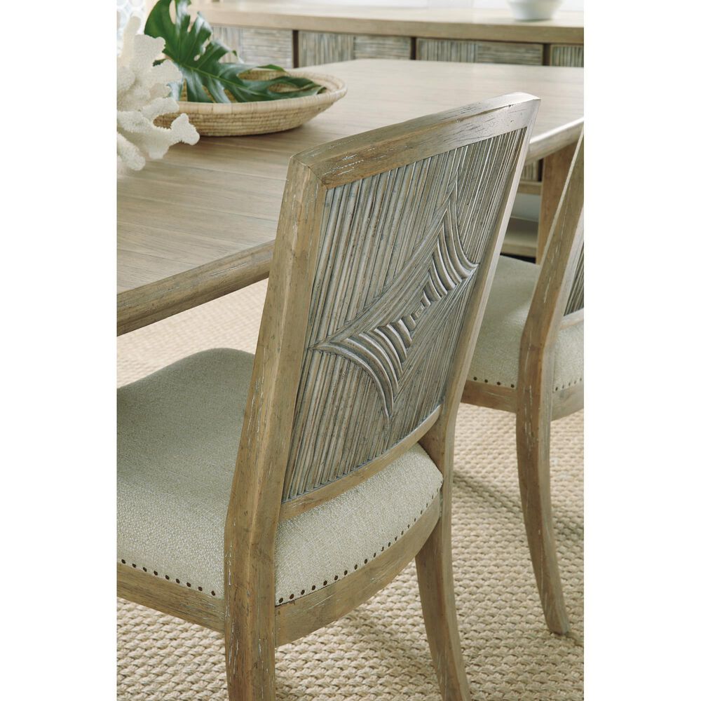 Hooker Furniture Surfrider Carved Back Side Chair with Beige Cushion in Driftwood &#40;Set of 2&#41;, , large