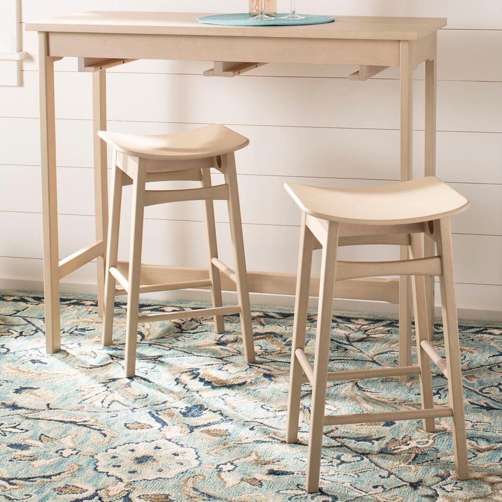 Safavieh Colbie 3-Piece Pub Set with Chair Storage in White Oak, , large