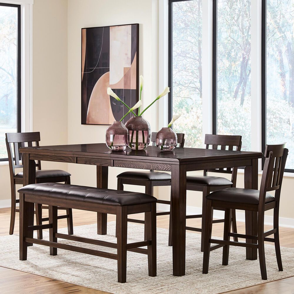 Ashley Haddigan 6-Piece Rectangular Dining Set in Smoky Dark Brown, , large