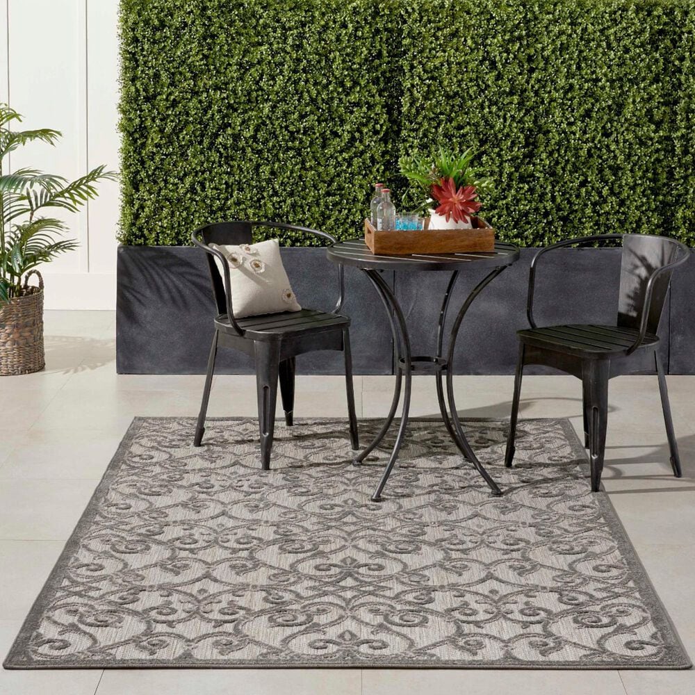 Nourison Aloha 3&#39;6&quot; x 5&#39;6&quot; Grey and Charcoal Indoor/Outdoor Area Rug, , large
