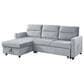 HOMLUX 81.5"W Velvet Reversible Sleeper Sectional Sofa with Storage & Side Pocket, in Light Grey, , large