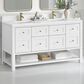James Martin Vanities Breckenridge 60" Double Bathroom Vanity in Bright White with Single Hole 3 cm White Zeus Quartz Top and Rectangular Sinks, , large
