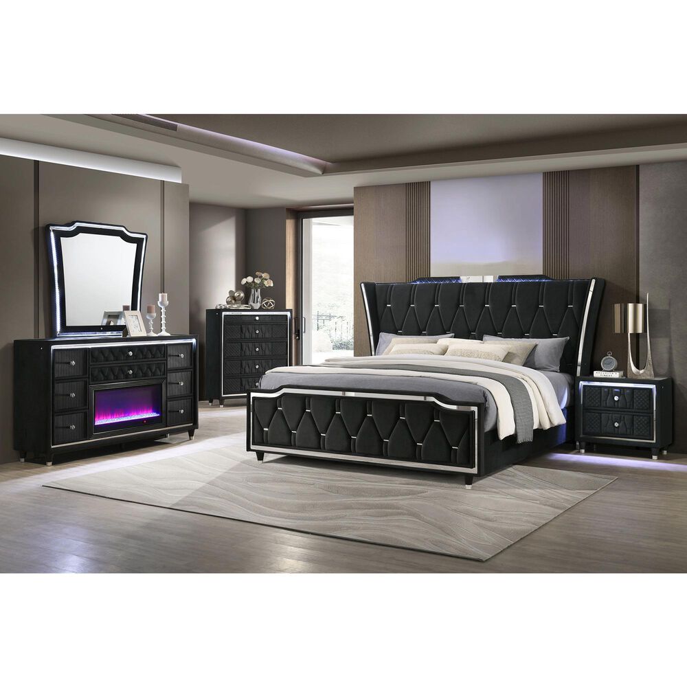 Pacific Landing Lorient Flame Box Dresser and Mirror in Black, , large
