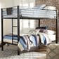Ashley Dinsmore Twin over Twin Bunk Bed with Ladder in Black/Gray, , large