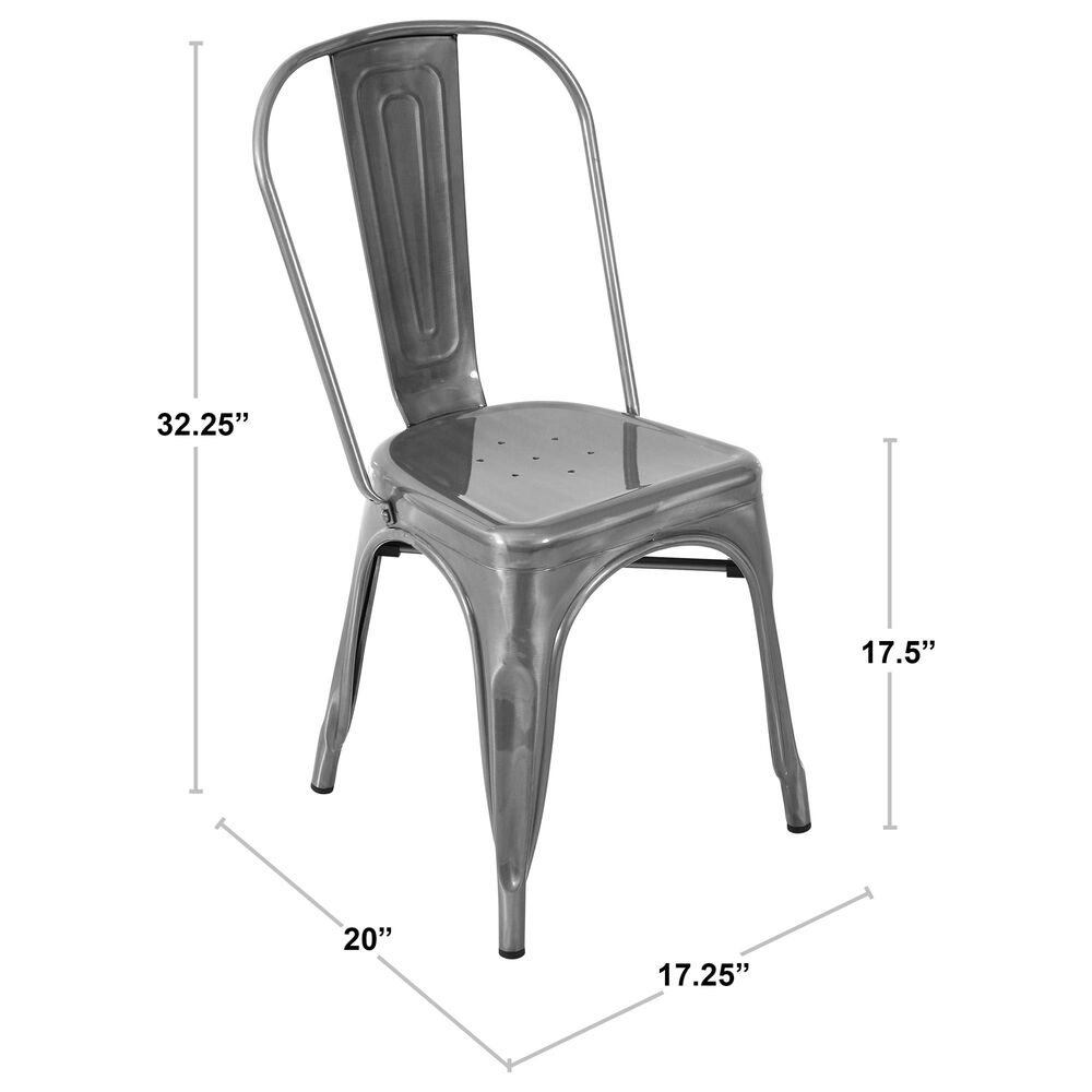 Lumisource Oregon Stackable Dining Chair in Brushed Silver/Brushed Silver &#40;Set of 2&#41;, , large