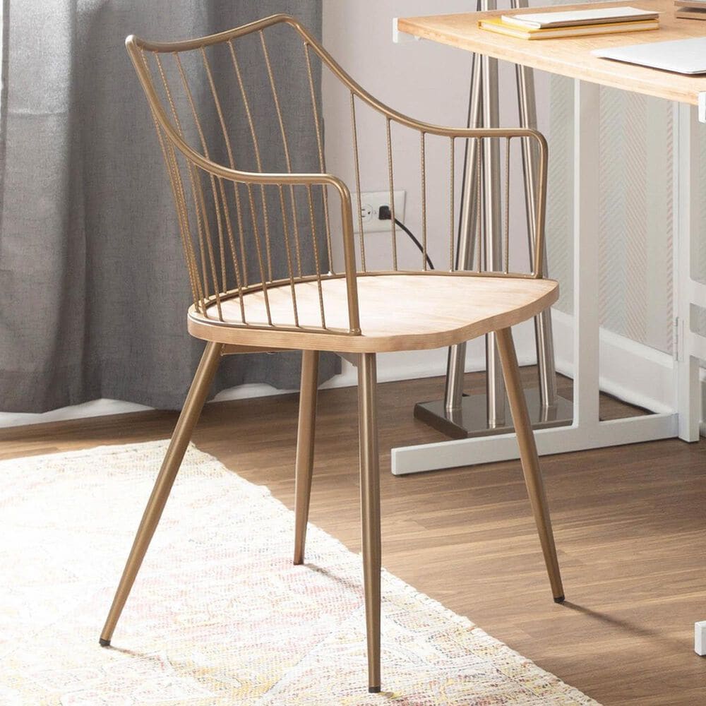 Lumisource Winston Farmhouse Chair in Antique Copper Metal and Whitewashed Wood By LumiSource, , large