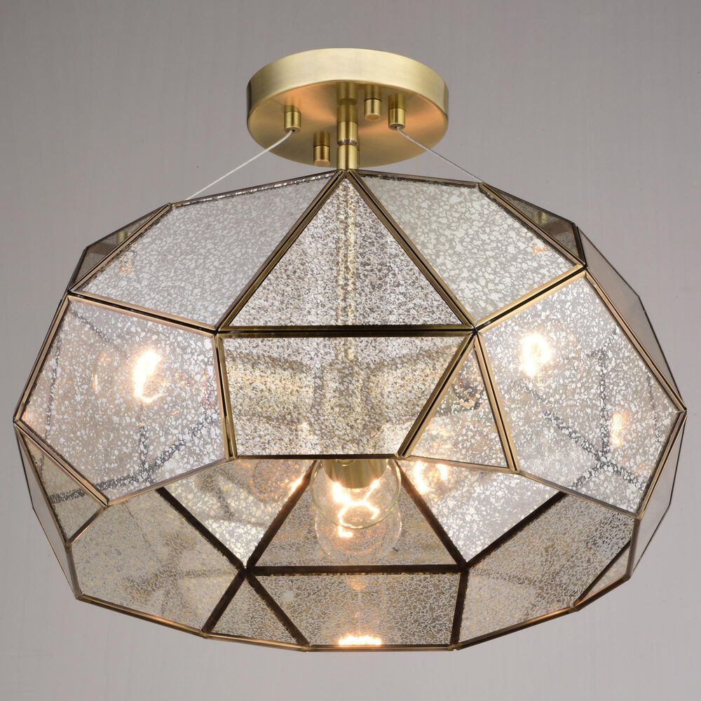 Vaxcel Euclid 3-Light Semi Flush Mount in Aged Brass, , large