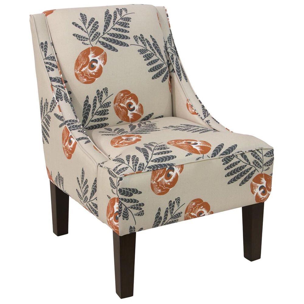 Skyline Furniture Swoop Arm Chair in Mod Floral Orange, , large