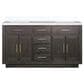 Lexora Home Abbey 60" Double Bathroom Vanity in Brown Oak with 2 cm White Cultured Marble Top and Rectangular Sinks, , large