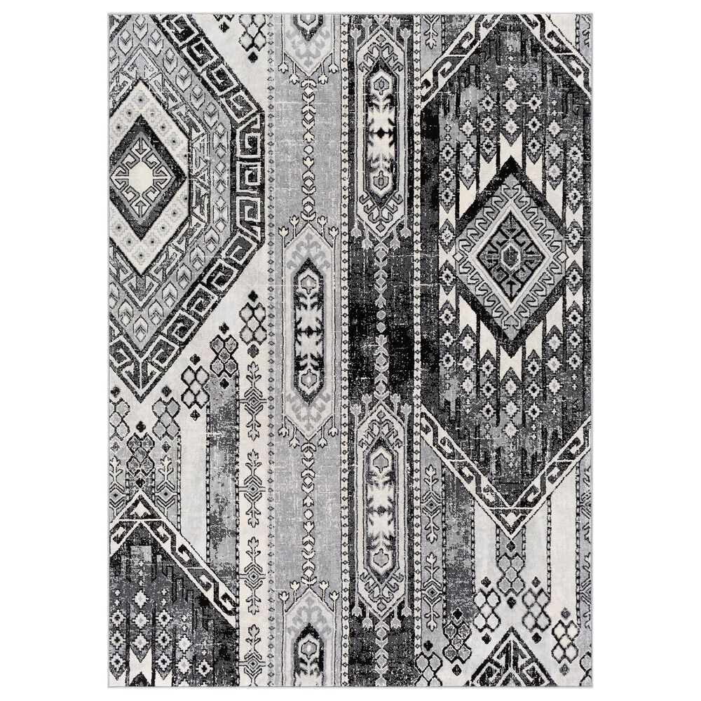 Surya Monaco MOC-2325 6'9" x 9'9" Black and Silver Gray Area Rug, , large