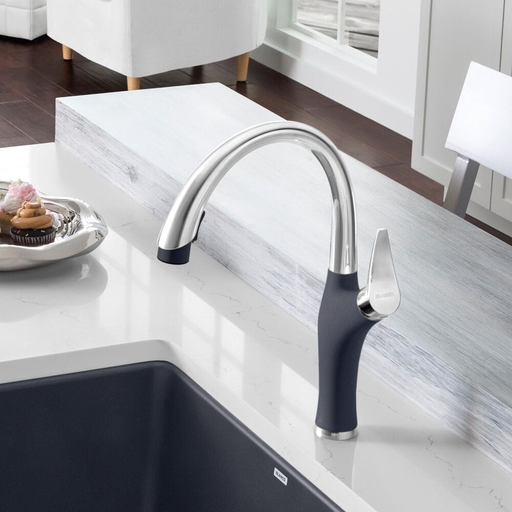 Blanco Artona Pull-Down Kitchen Faucet 1.5 GPM in PVD Steel and Anthracite, , large