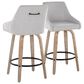 LumiSource Hannah Swivel Counter Stool with Grey Fabric Upholstery in Whitewashed and Black (Set of 2), , large