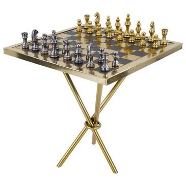 Maple and Jade Decor Chess Game Set in Polished Gold, Silver and Black, , large