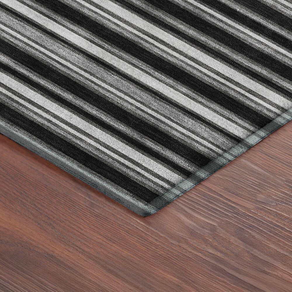 Dalyn Rug Company Soft Essentials Striped Black 5' x 7'6" Indoor/Outdoor Area Rug, , large