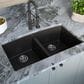 MS International 32.5" 50/50 Undermount Double Bowl Kitchen Sink in Matte Black, , large