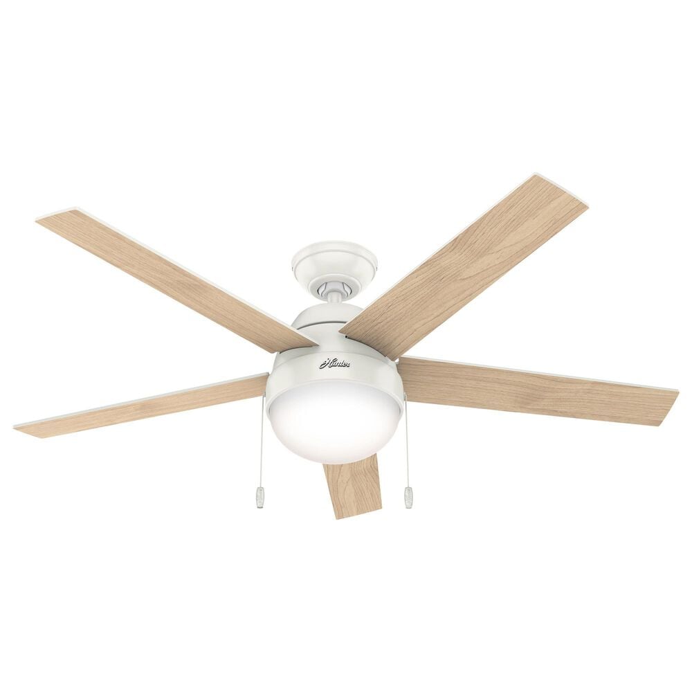 Hunter Anslee 52&quot; Ceiling Fan with LED Lights in Fresh White, , large
