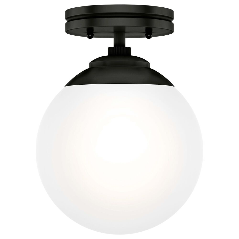 Hunter Hepburn 1-Light Semi-Flush Mount in Matte Black, , large