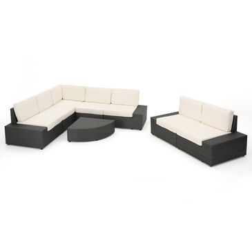 Noble House Santa 8-Piece Patio Sectional Set with 2 Armless Chair in Grey, , large