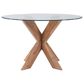 Linon Home Decor Adler X-Base Dining Table with Glass Top in Natural and Clear - Table Only, , large