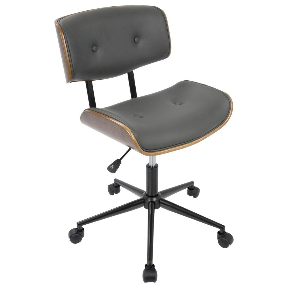 Lumisource Lombardi Desk Chair with Grey Cushion in Walnut and Black, , large