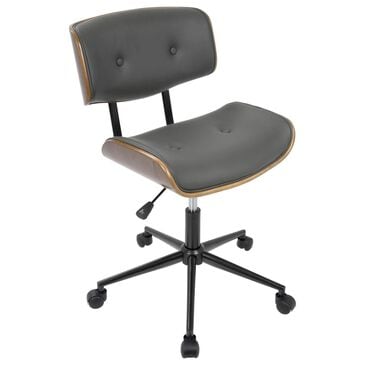 Lumisource Lombardi Desk Chair with Grey Cushion in Walnut and Black, , large