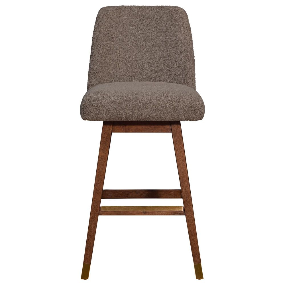 Blue River Amalie Swivel Barstool Stool with Taupe Boucle Cushion in Brown Oak, , large