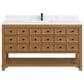 James Martin Malibu 60" Single Bathroom Vanity in Amber Birch with Single Hole 3 cm White Zeus Quartz Top and Rectangular Sink, , large