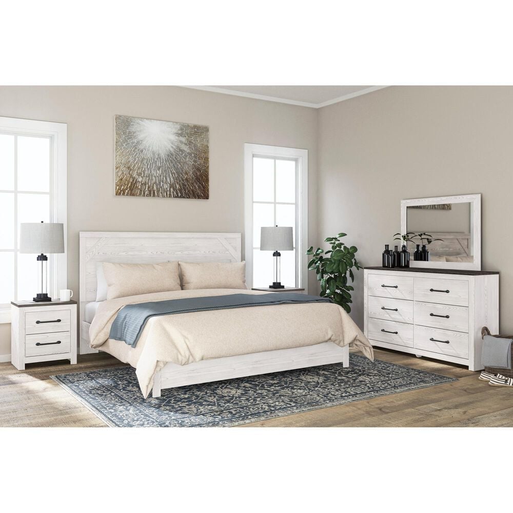 Ashley Gerridan 4 Piece Full Bedroom Set in White and Gray, , large