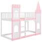 Hearth and Haven Twin over Twin Castle Bunk Bed in Pink, , large