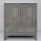 Lexora Home Jacques 30" Single Bathroom Vanity in Distressed Grey with 2 cm White Quartz Top and Rectangular Sink, , large