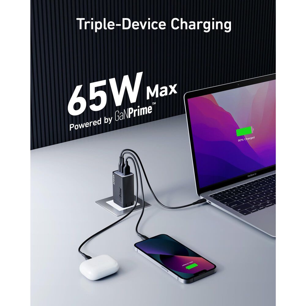 Anker 735 65W GaNPrime 3-Port USB Charger in Black, , large