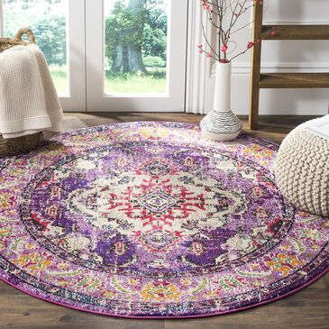Safavieh Monaco MNC243P-5R 5" x 5" Round Violet/Fuchsia Area Rug, , large