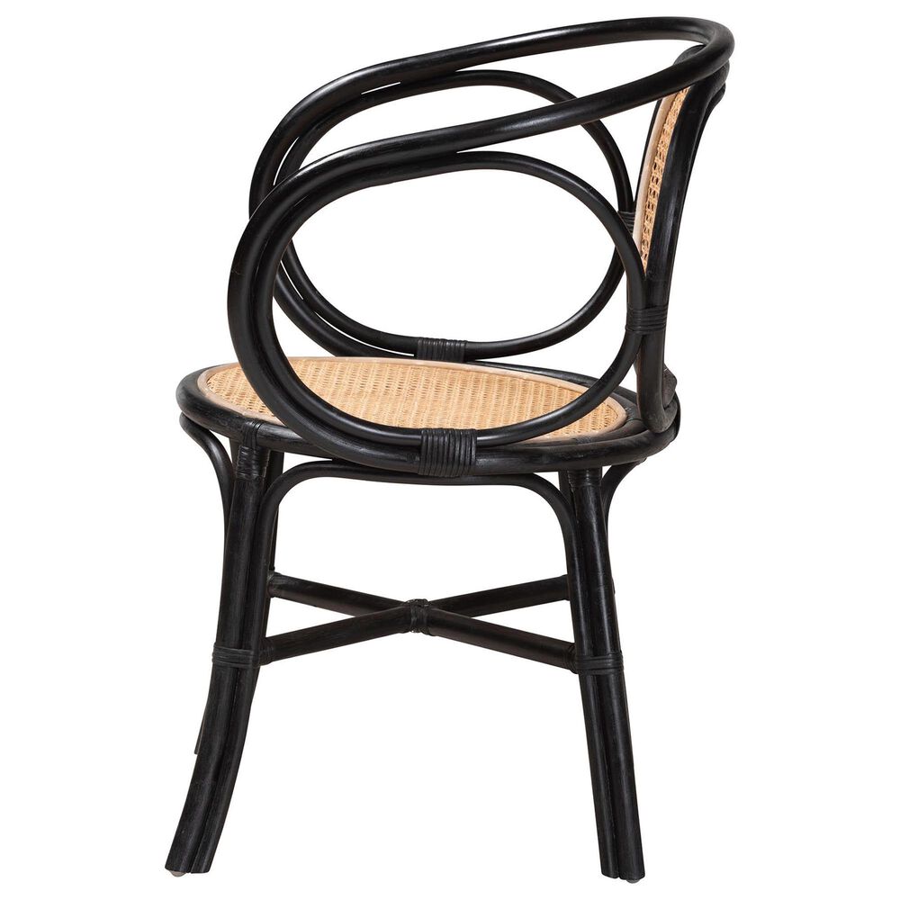 Baxton Studio Palesa Arm Chair in Black and Natural Brown, , large