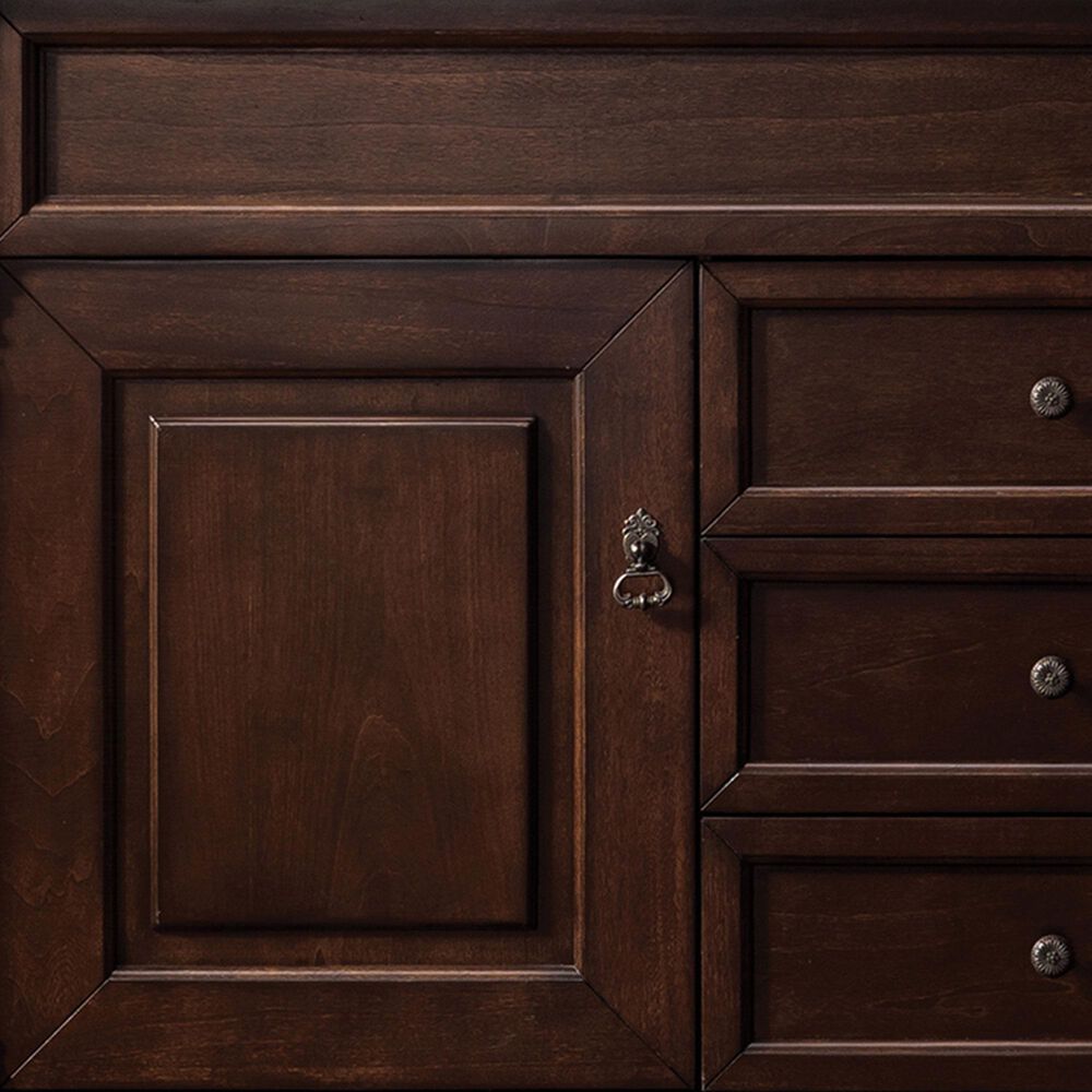 James Martin Vanities Brookfield 60&quot; Single Bathroom Vanity in Burnished Mahogany with Single Hole 3 cm White Zeus Quartz Top and Rectangular Sink, , large