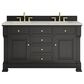 James Martin Vanities Brookfield 60" Double Bathroom Vanity in Black Onyx with 3 cm Eternal Jasmine Pearl Silestone Top, Rectangular Sinks and FreePower Wireless Charger, , large