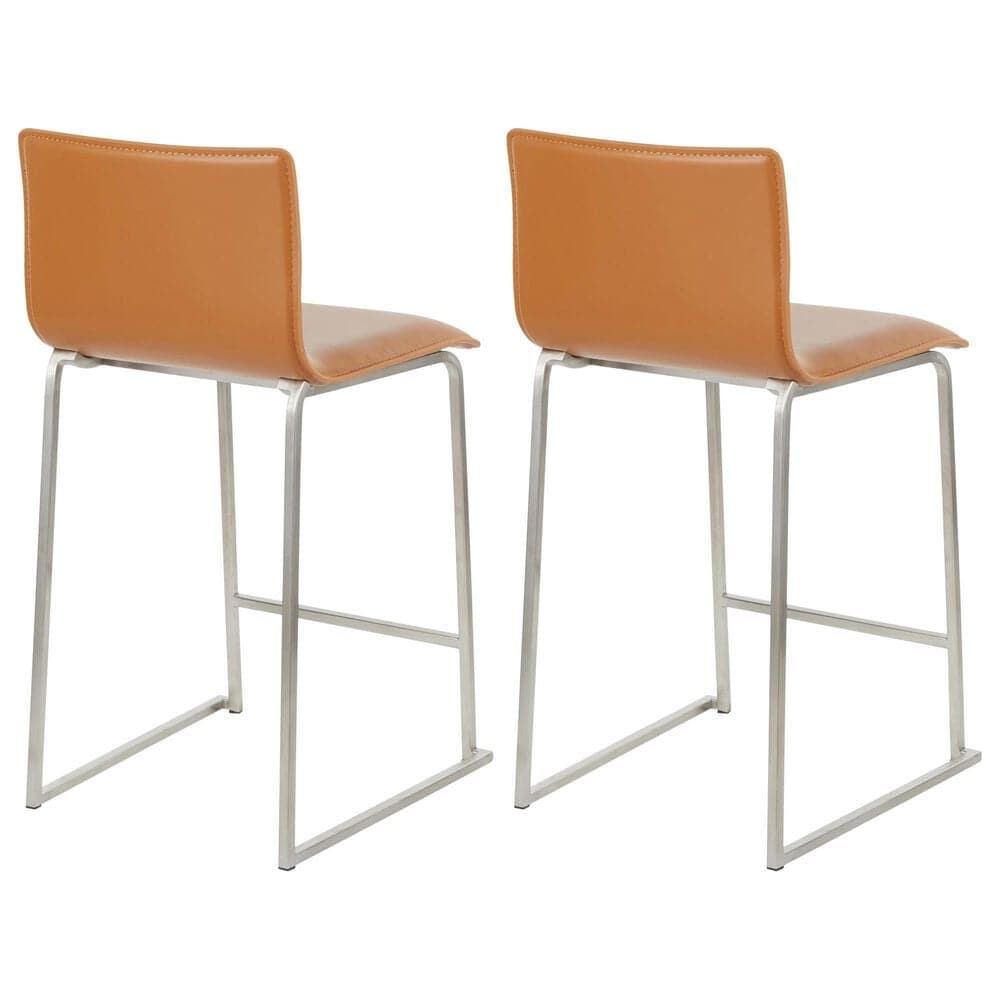 Lumisource Mara Counter Stool with Camel Cushion in Stainless Steel &#40;Set of 2&#41;, , large