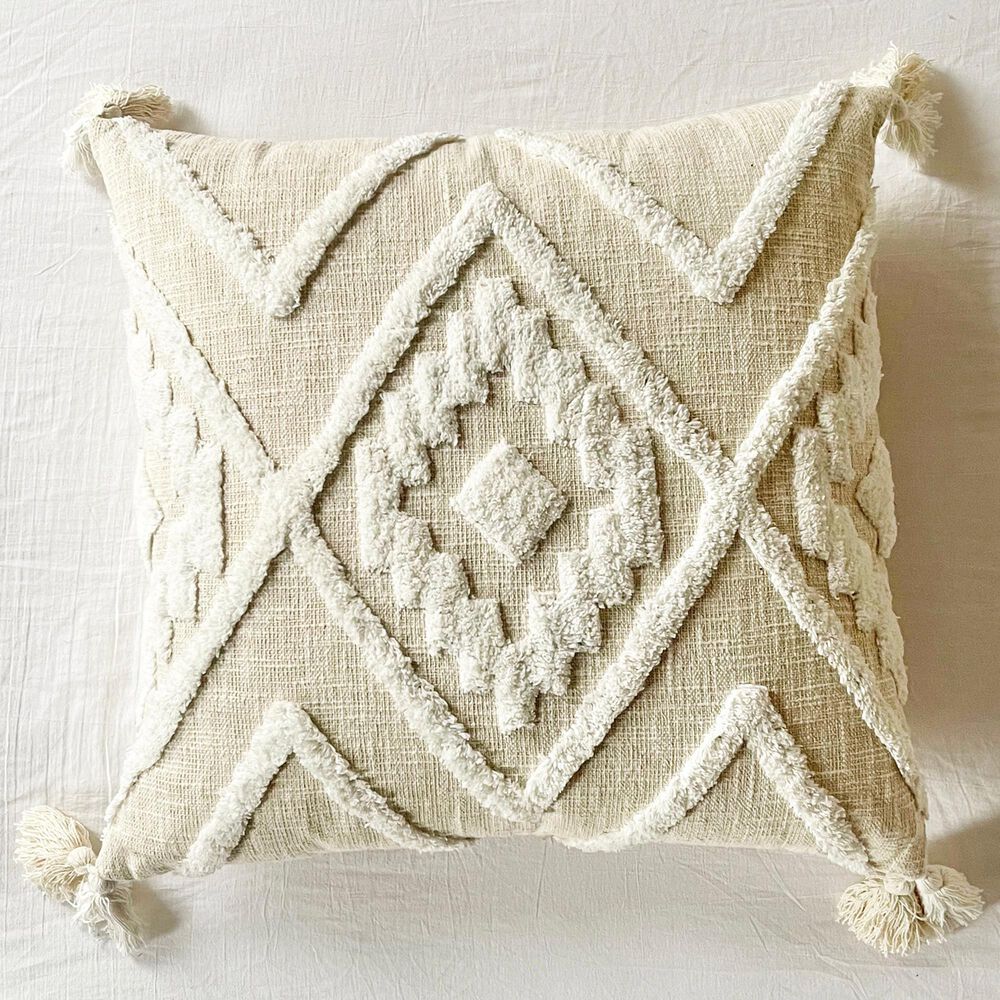 Patina Vie Bespoke Diamond Tufted 26" Square Throw Pillow in Alabaster, , large