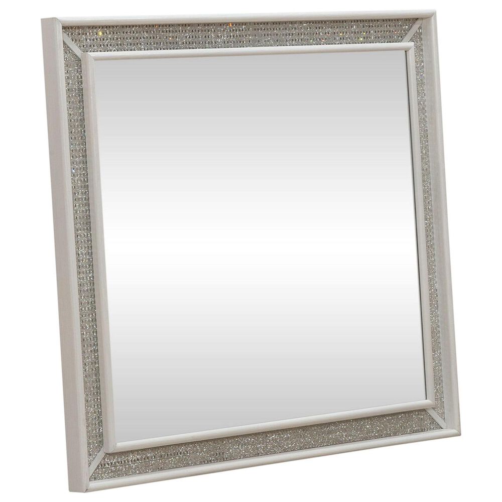 Belle Furnishings Reflections Lighted Dresser Mirror in Pearl White and Rhinestone, , large