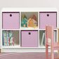 HOMLUX 6-Cube Bookshelf Bookcase with Light Pink Storage Bins in White, , large