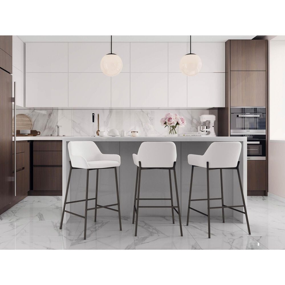 LumiSource Daniella Bar Stool with White Upholstery in Black (Set of 2), , large