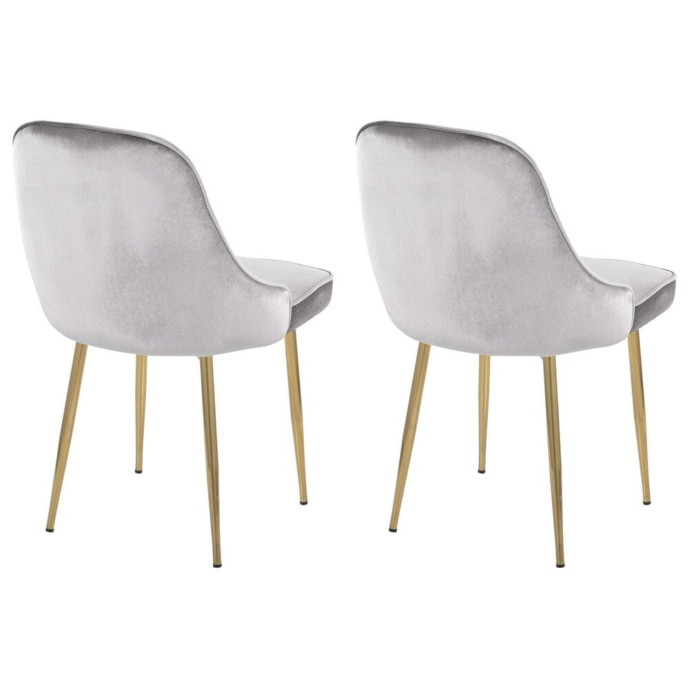 LumiSource Marcel Side Chair with Silver Velvet Cushion in Gold (Set of 2), , large