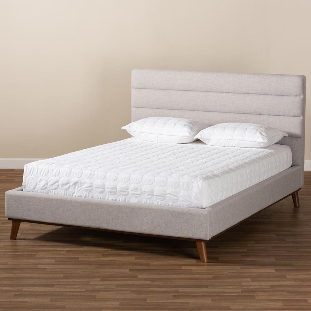 Baxton Studio Erlend Queen Upholstered Platform Bed in Grayish Beige, , large
