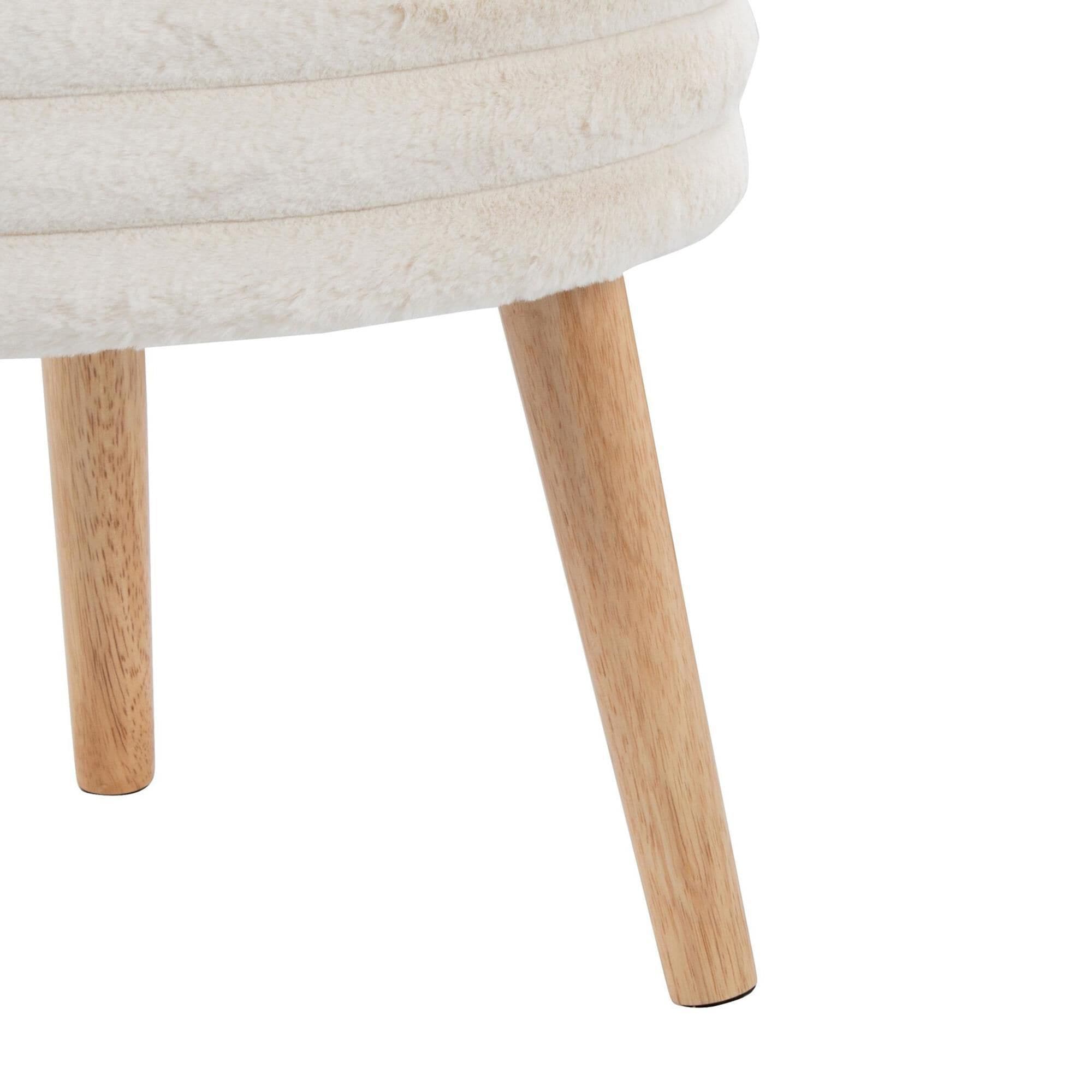 Lumisource Tray Plush 2-Piece Storage Ottoman Set in Cream