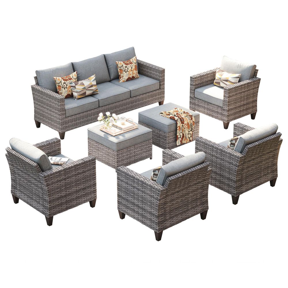 HOMLUX 7-Piece Rattan Sectional Set in  Dark Gray, , large