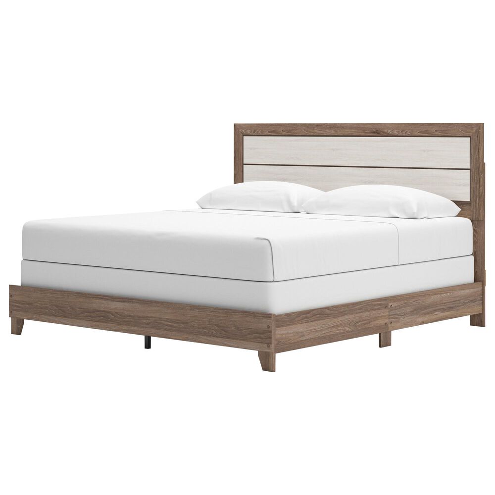 Ashley Sharnari King Panel Bed in Warm Gray, Brown and Antique White, , large