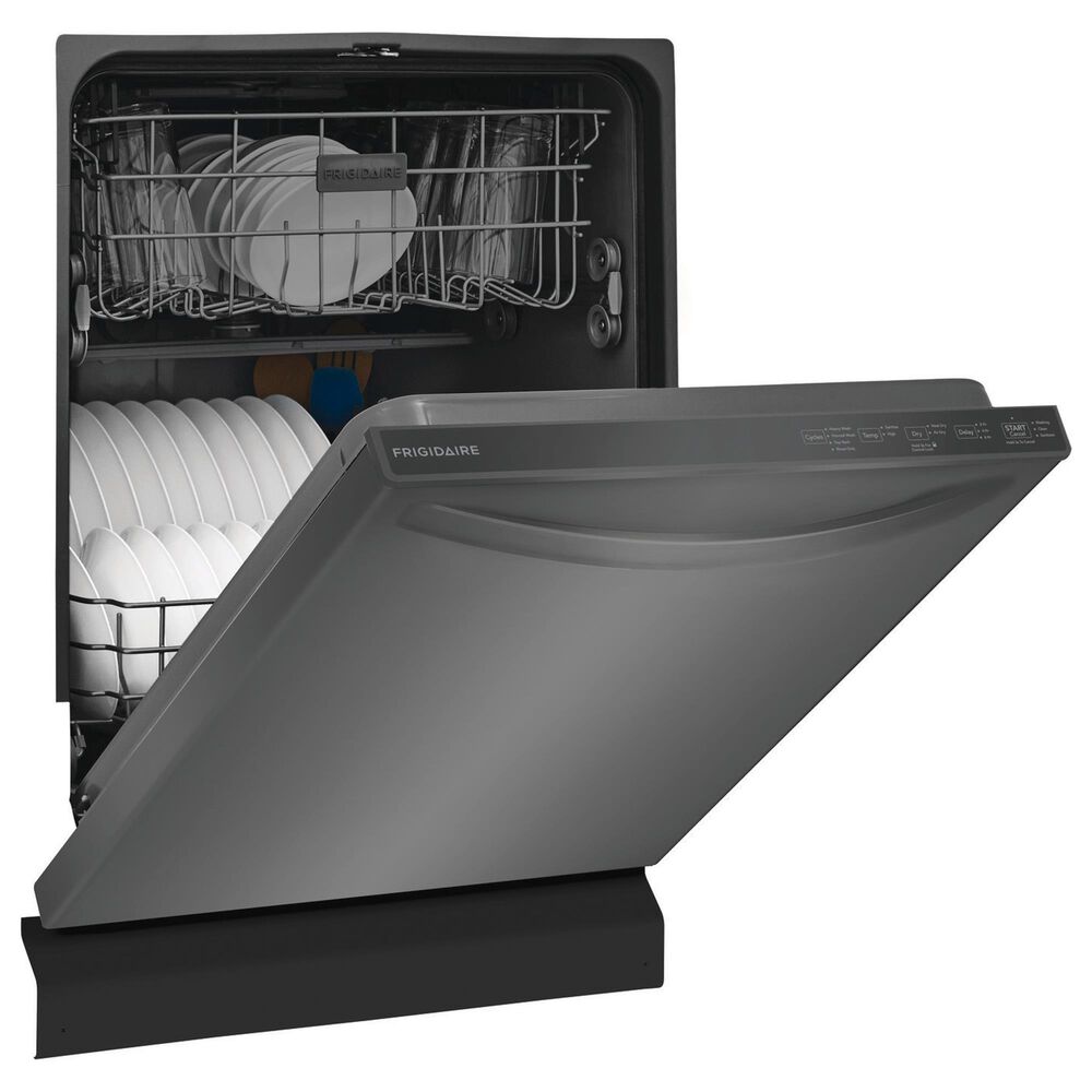 Frigidaire 2-Piece Kitchen Package with 25.6 Cu. Ft. Freestanding Side by Side Refrigerator and Built-In Dishwasher in Black Stainless Steel, , large