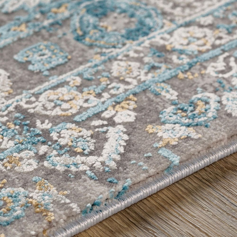 Surya Solar 9&#39;6&quot; x 13&#39; Gray, Teal, Dark Blue, Light Gray, Charcoal and Mustard Area Rug, , large